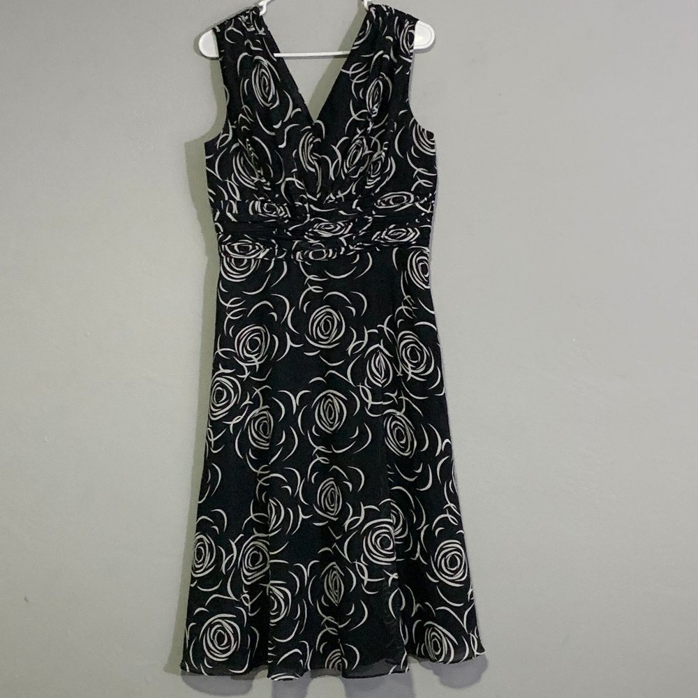 Stephanie Charles Women’s Black Floral Fit & Flare Sleeveless Business Dress 12